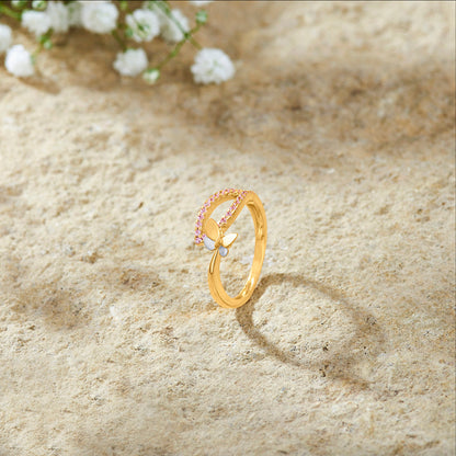 Ruby Flutter Gold Fashion Ring for Women