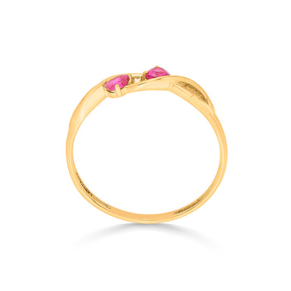 Fuchsia Pair Gold Fashion Ring for Women