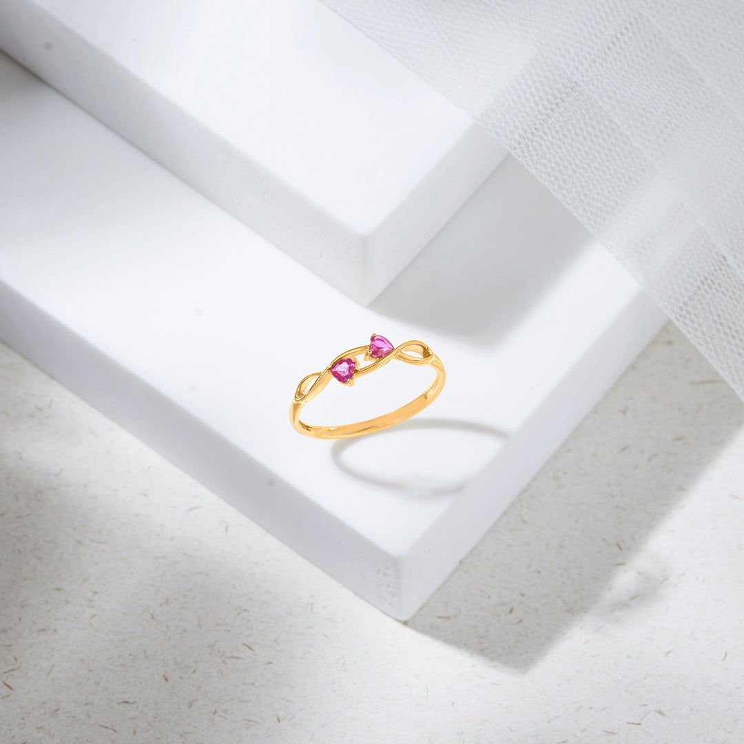 Fuchsia Pair Gold Fashion Ring for Women