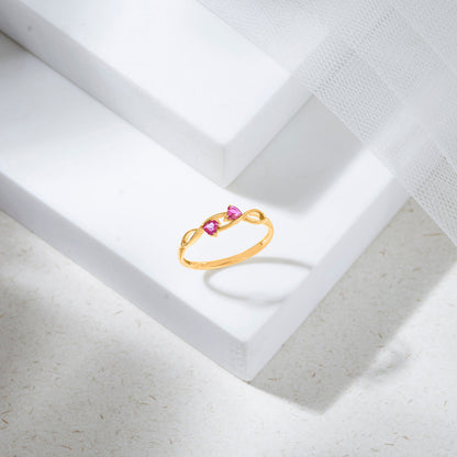 Fuchsia Pair Gold Fashion Ring for Women