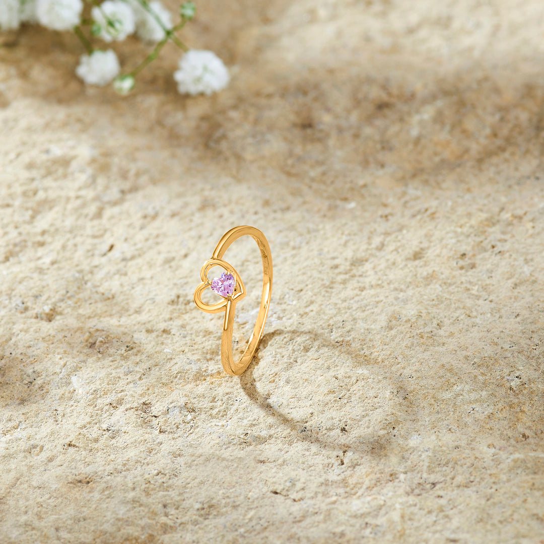 Blush Bloom Gold Heart Ring for Women