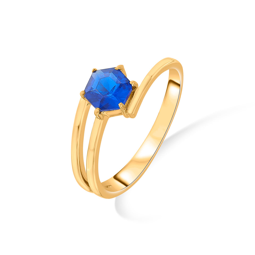 Indigo Glow Gold Fashion Ring for Women