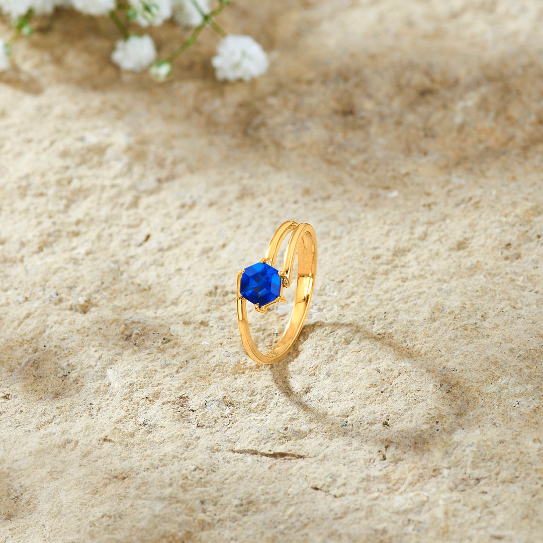 Indigo Glow Gold Fashion Ring for Women