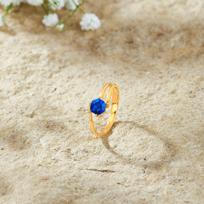 Indigo Glow Gold Fashion Ring for Women