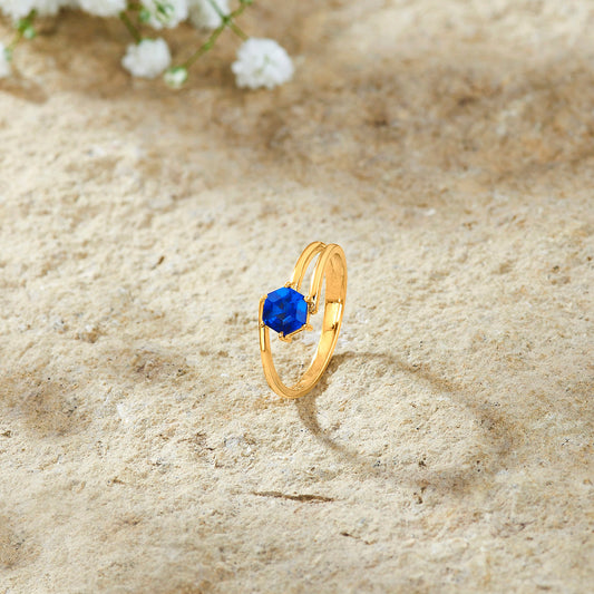 Indigo Glow Gold Fashion Ring for Women