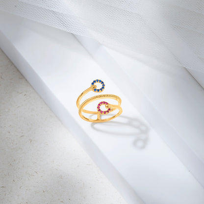 Galaxy Twin Gold Fashion Ring for Women