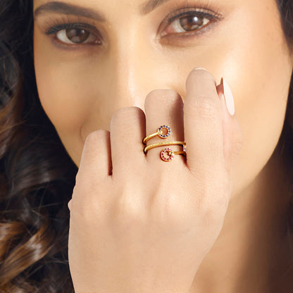 Galaxy Twin Gold Fashion Ring for Women