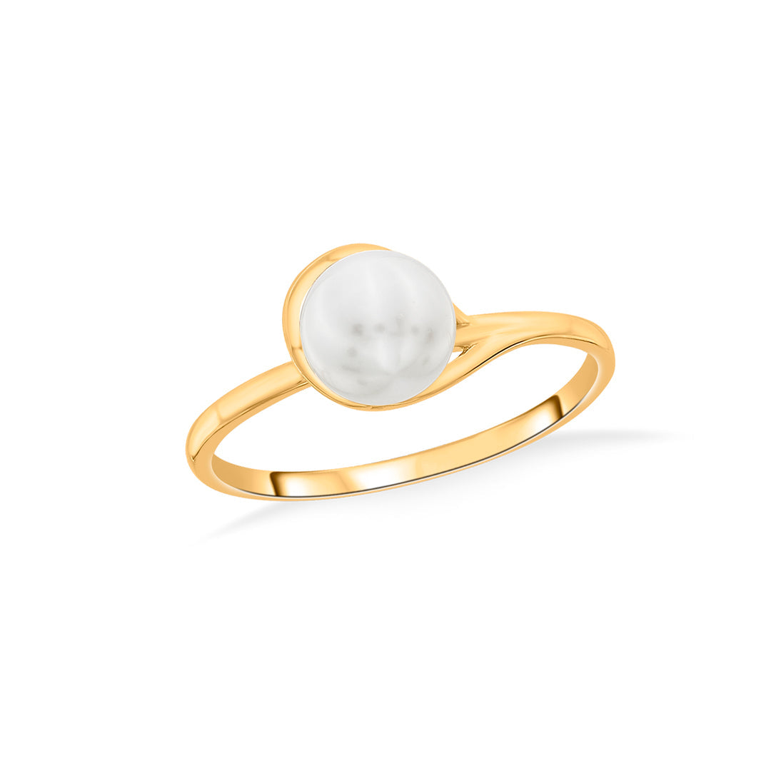 Lunar Mist Gold Pearl Ring for Women