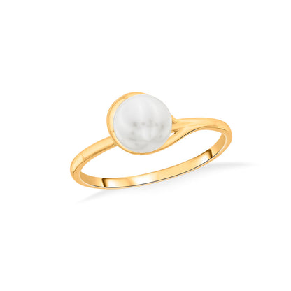 Lunar Mist Gold Pearl Ring for Women