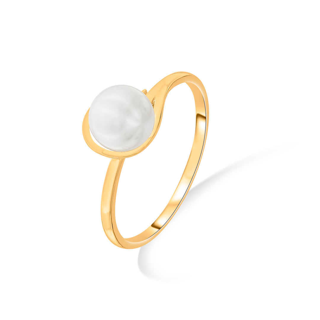 Lunar Mist Gold Pearl Ring for Women