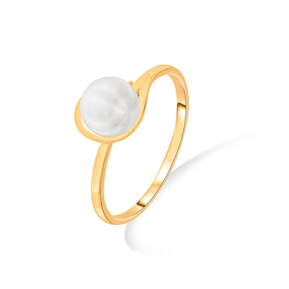 Lunar Mist Gold Pearl Ring for Women