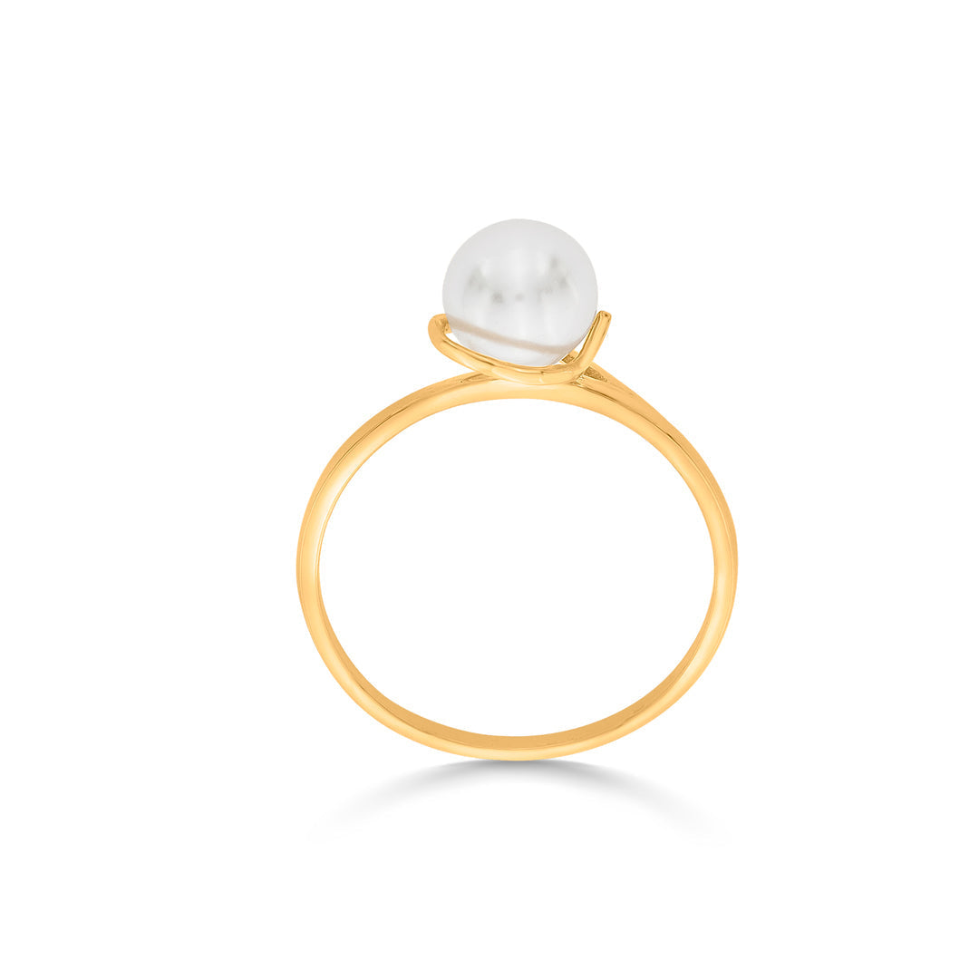 Lunar Mist Gold Pearl Ring for Women