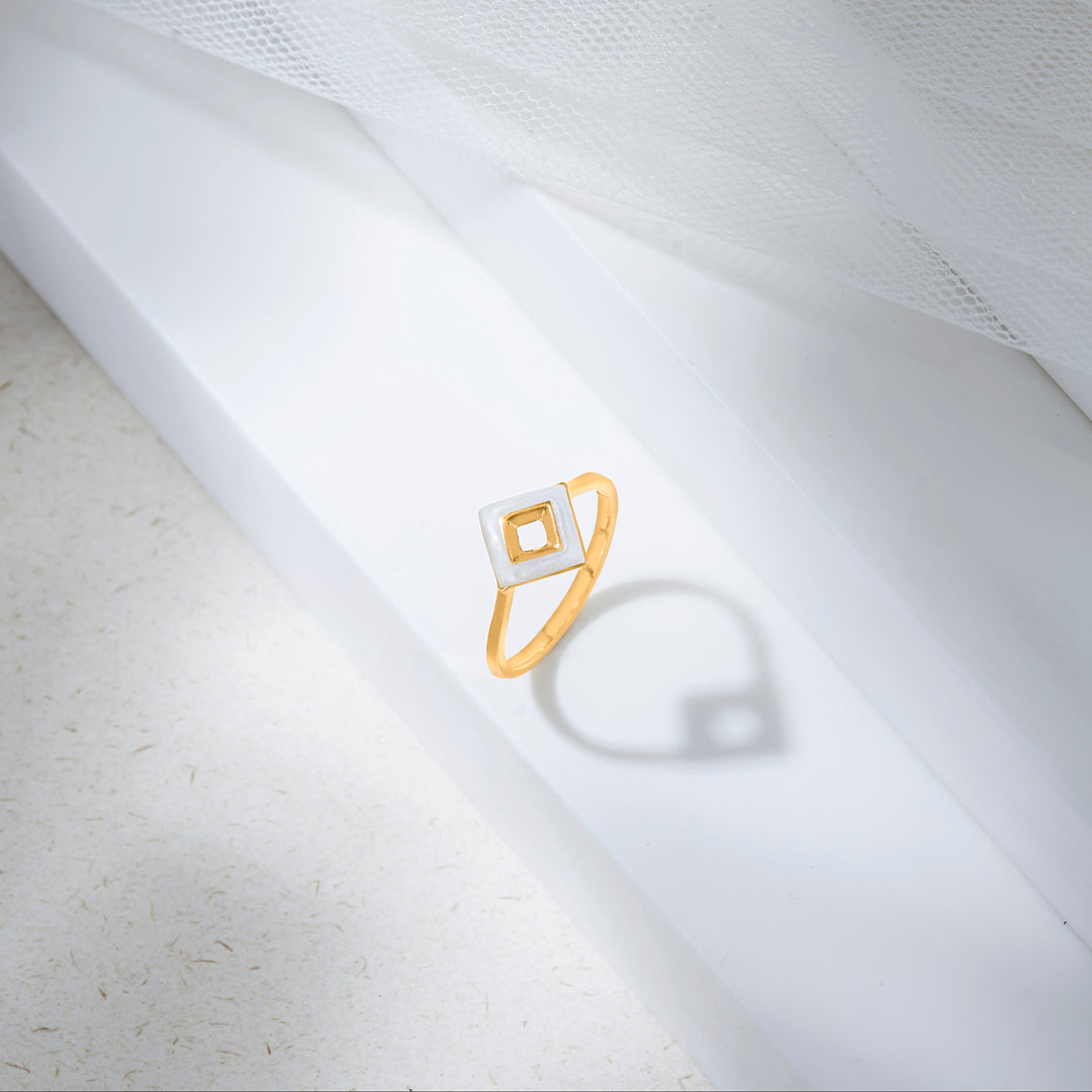 Square Chic Gold Fashion Ring for Women