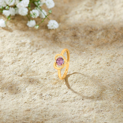 Rose Muse Gold Heart Ring for Women