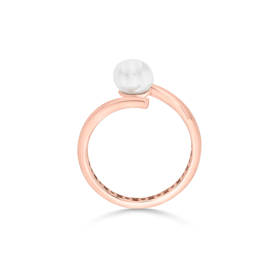 Rosé Tide Gold Pearl Ring for Women