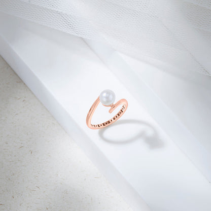 Rosé Tide Gold Pearl Ring for Women