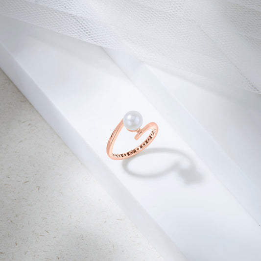 Rosé Tide Gold Pearl Ring for Women