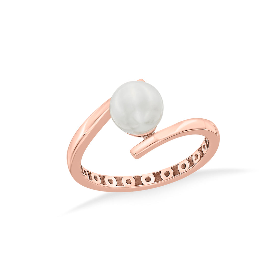 Rosé Tide Gold Pearl Ring for Women