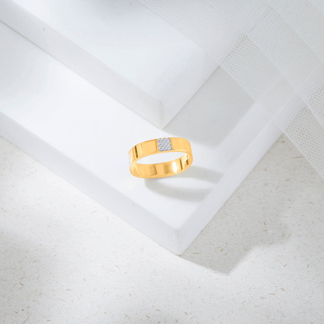 Luxe Square Gold Band Ring for Women