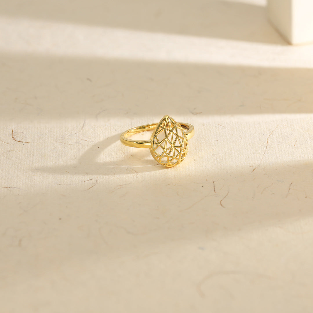 Dew Grid Gold Fashion Ring for Women