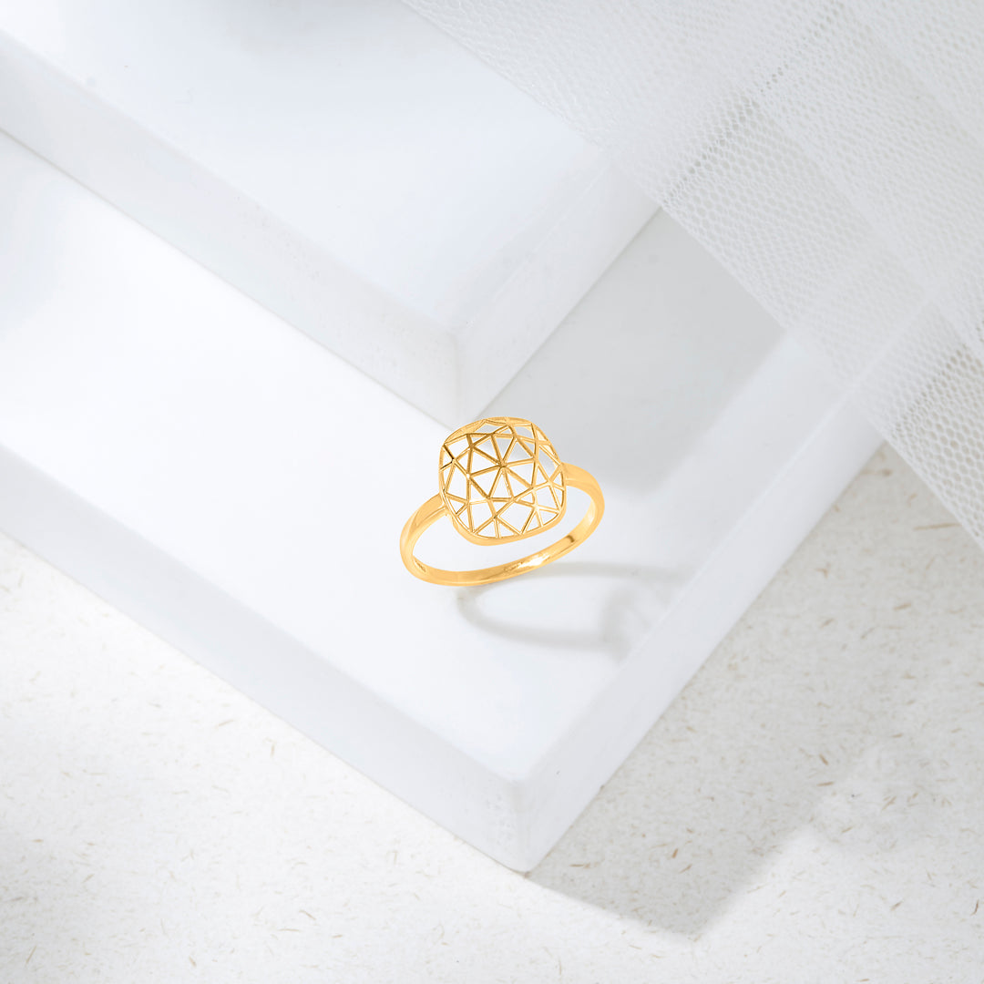 Radiant Frame Gold Fashion Ring for Women