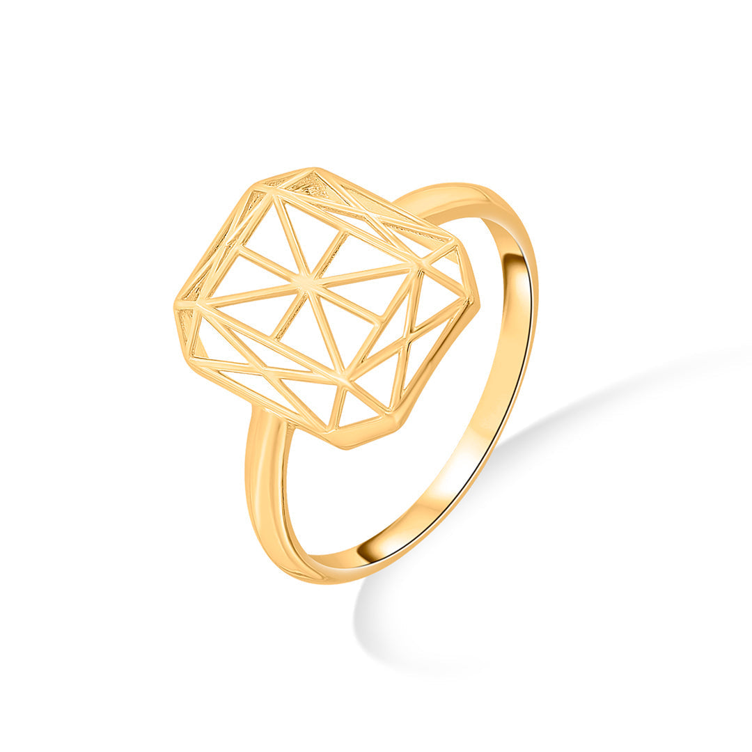 Crystal Frame Gold Fashion Ring for Women