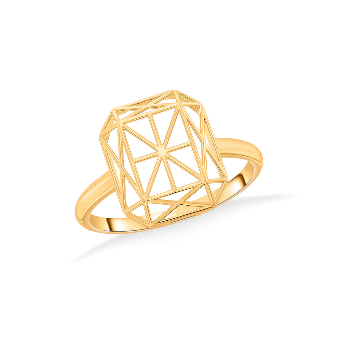 Crystal Frame Gold Fashion Ring for Women