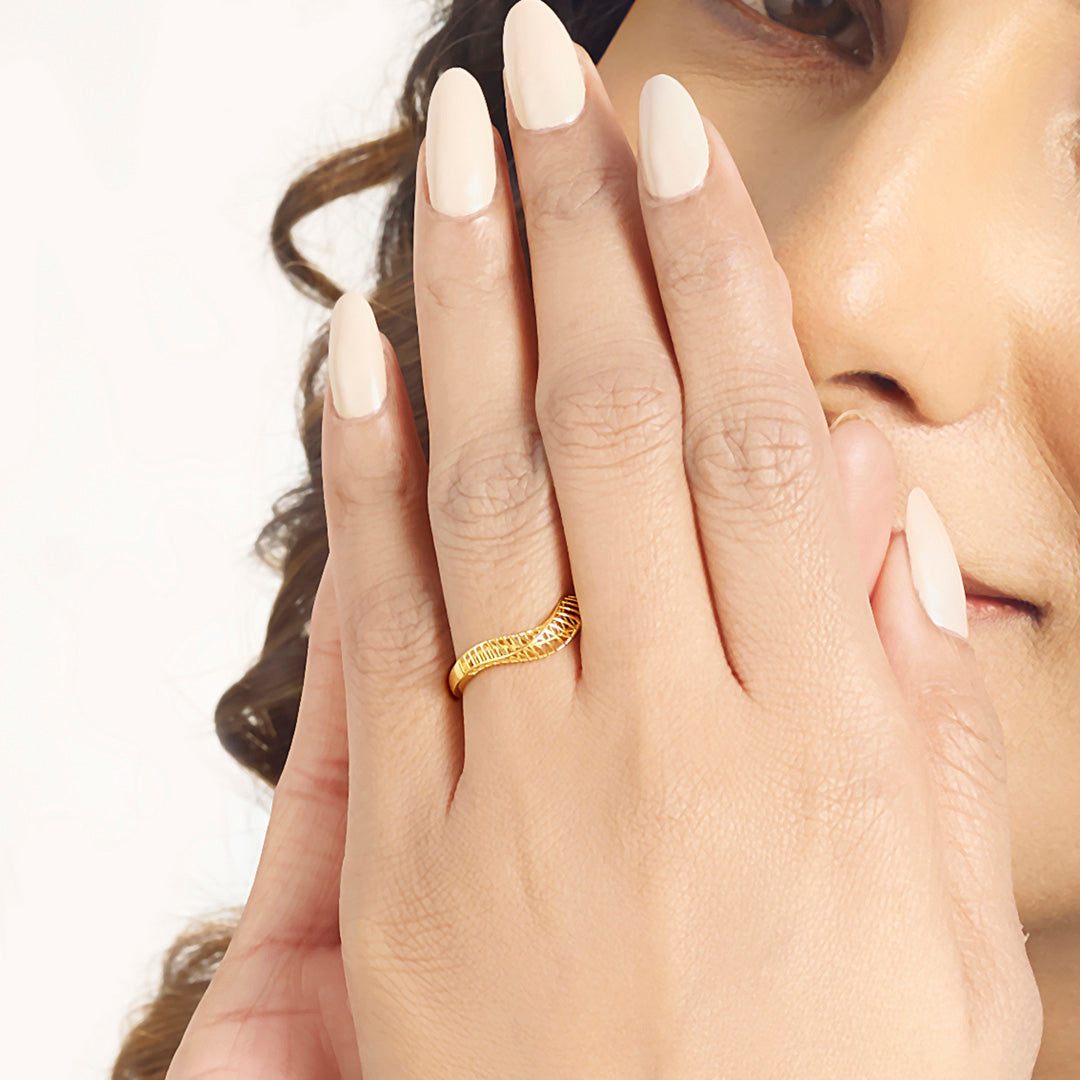 Wave Grace Gold Fashion Ring for Women