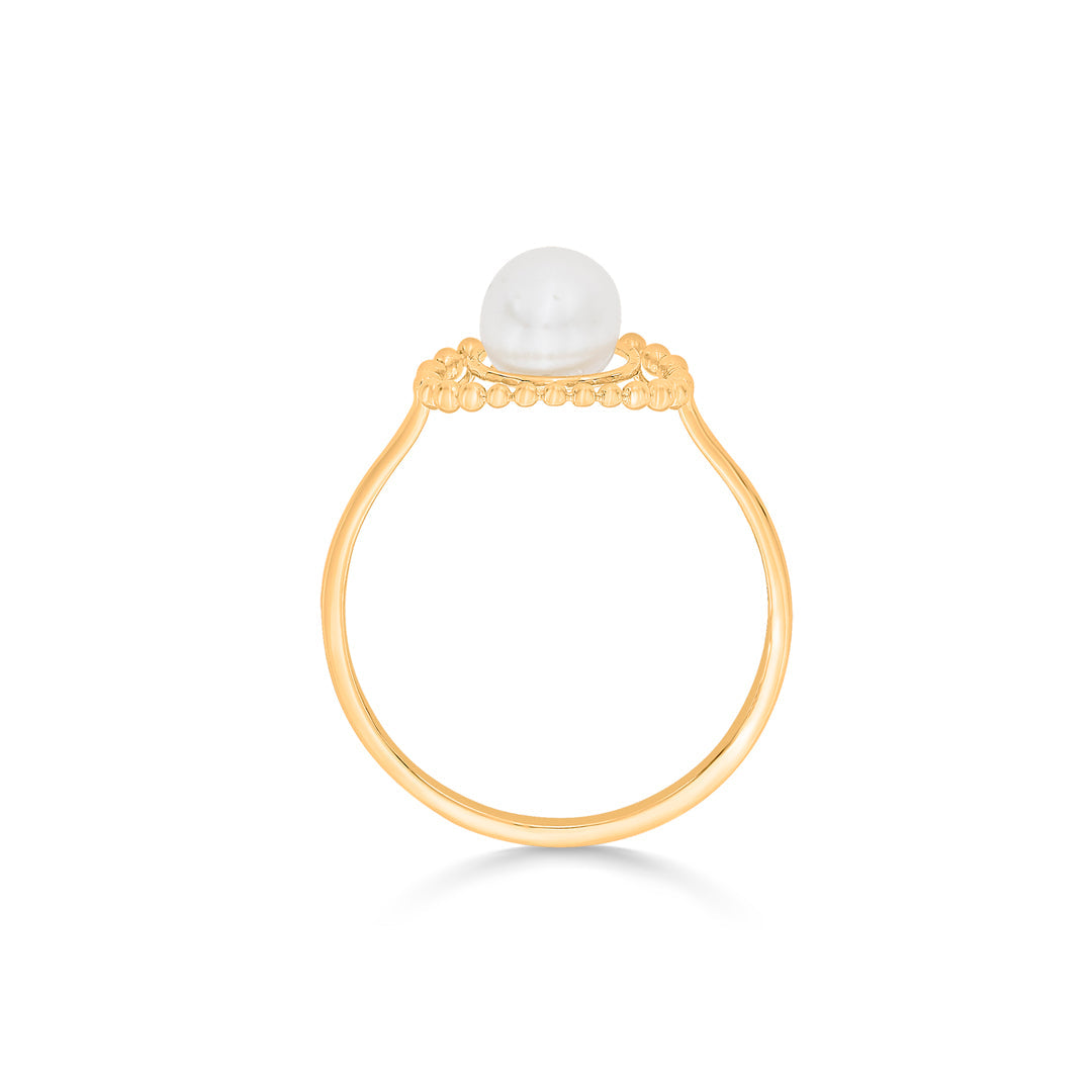 Lunar Aura Gold Pearl Ring for Women
