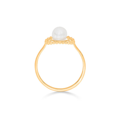 Lunar Aura Gold Pearl Ring for Women