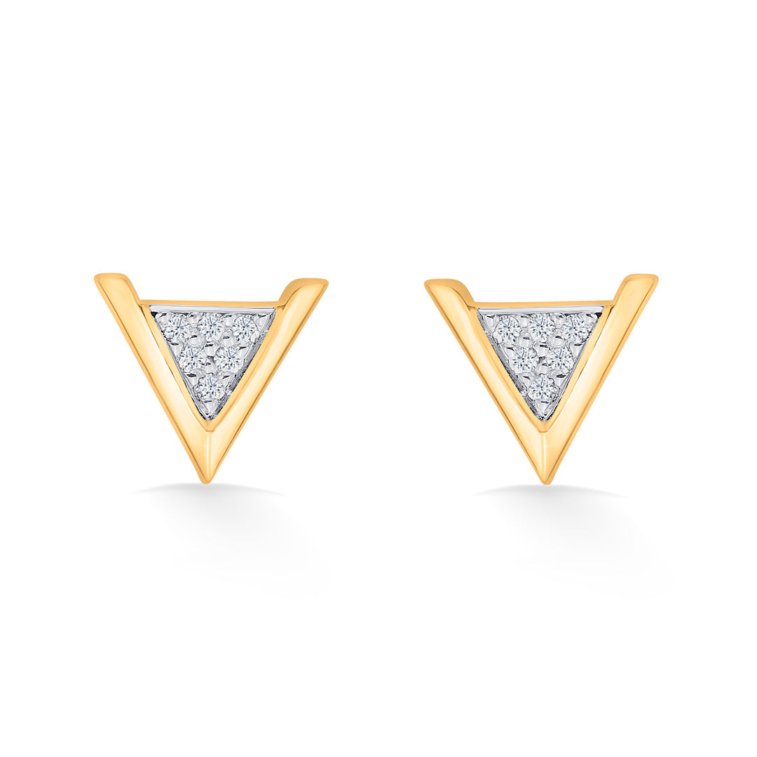 Pyramid Glow Gold Stud Earrings for Women