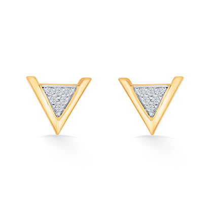 Pyramid Glow Gold Stud Earrings for Women