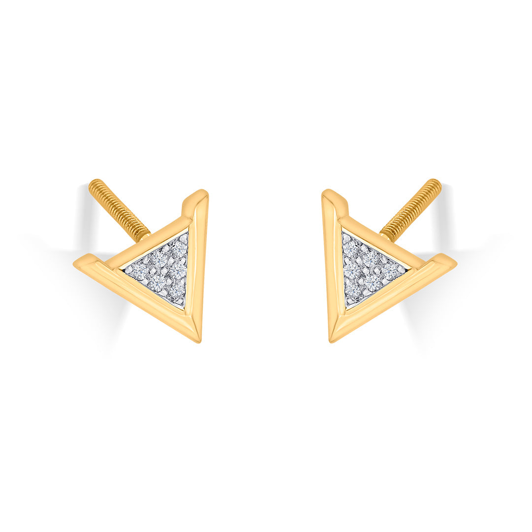 Pyramid Glow Gold Stud Earrings for Women