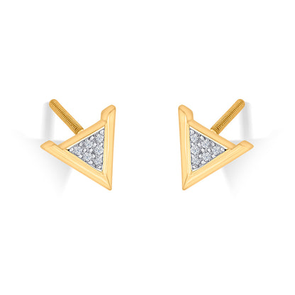 Pyramid Glow Gold Stud Earrings for Women