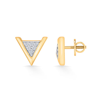 Pyramid Glow Gold Stud Earrings for Women