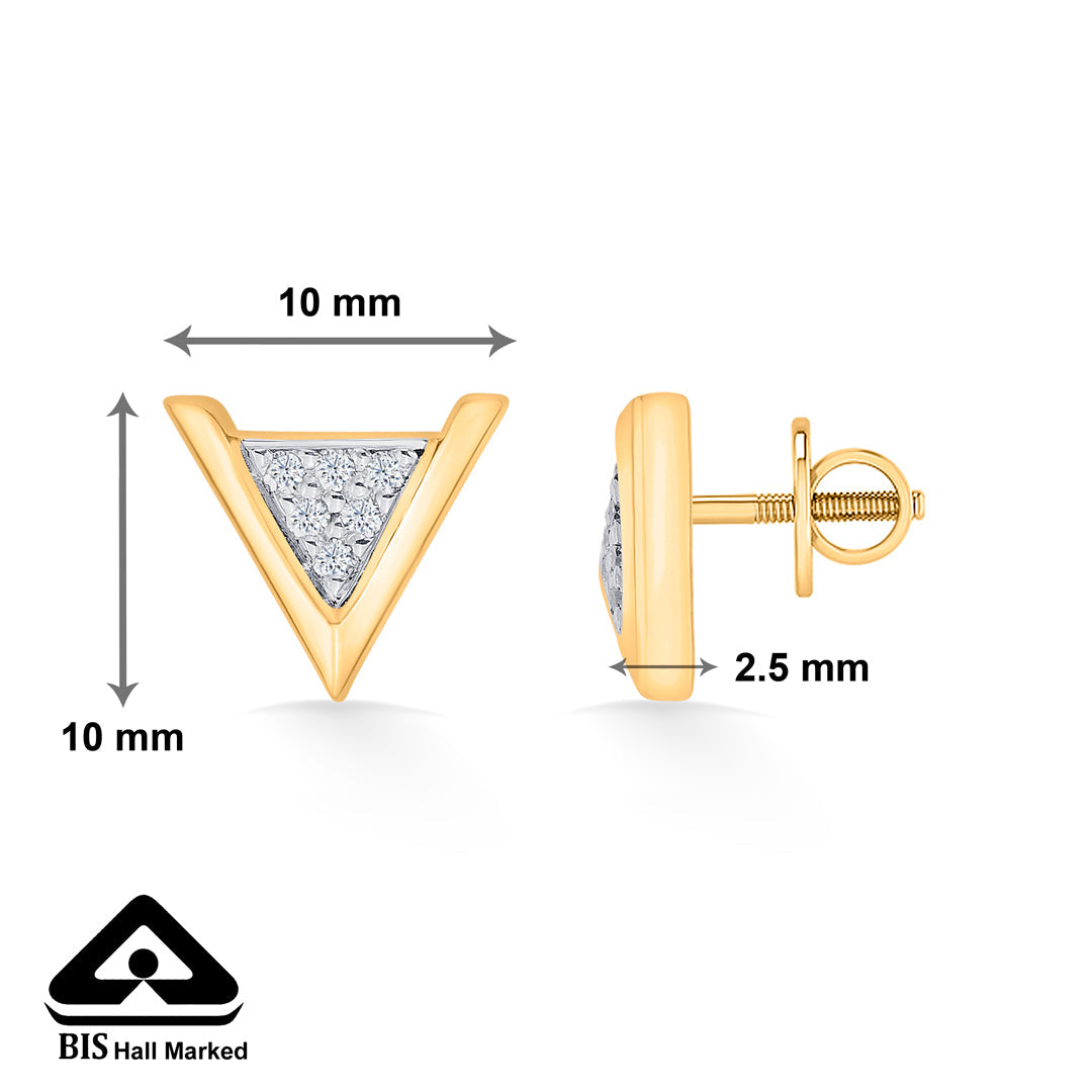 Pyramid Glow Gold Stud Earrings for Women