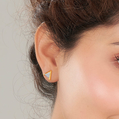 Pyramid Glow Gold Stud Earrings for Women