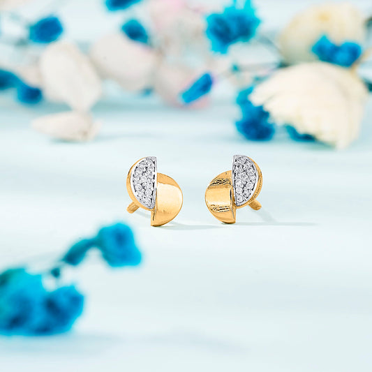 Lunar Peak Gold Stud Earrings for Women