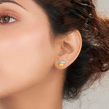 Lunar Peak Gold Stud Earrings for Women