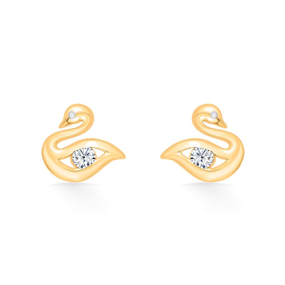 Feather Glow Gold Stud Earrings for Women