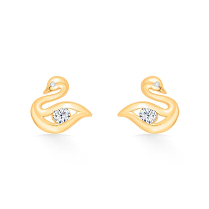 Feather Glow Gold Stud Earrings for Women