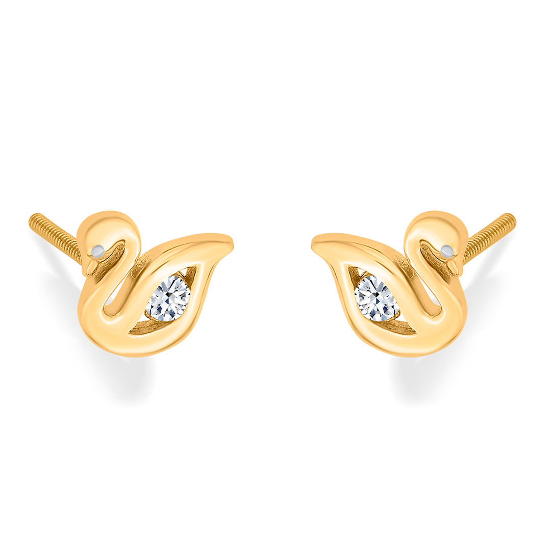 Feather Glow Gold Stud Earrings for Women