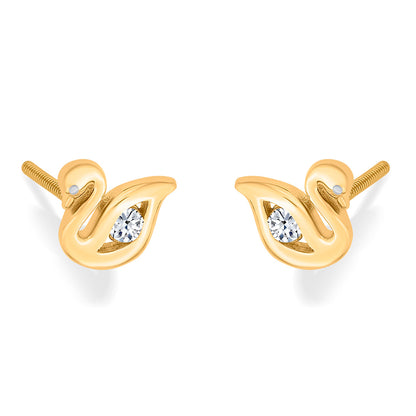 Feather Glow Gold Stud Earrings for Women