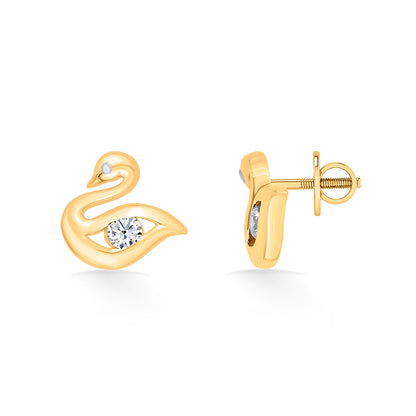 Feather Glow Gold Stud Earrings for Women