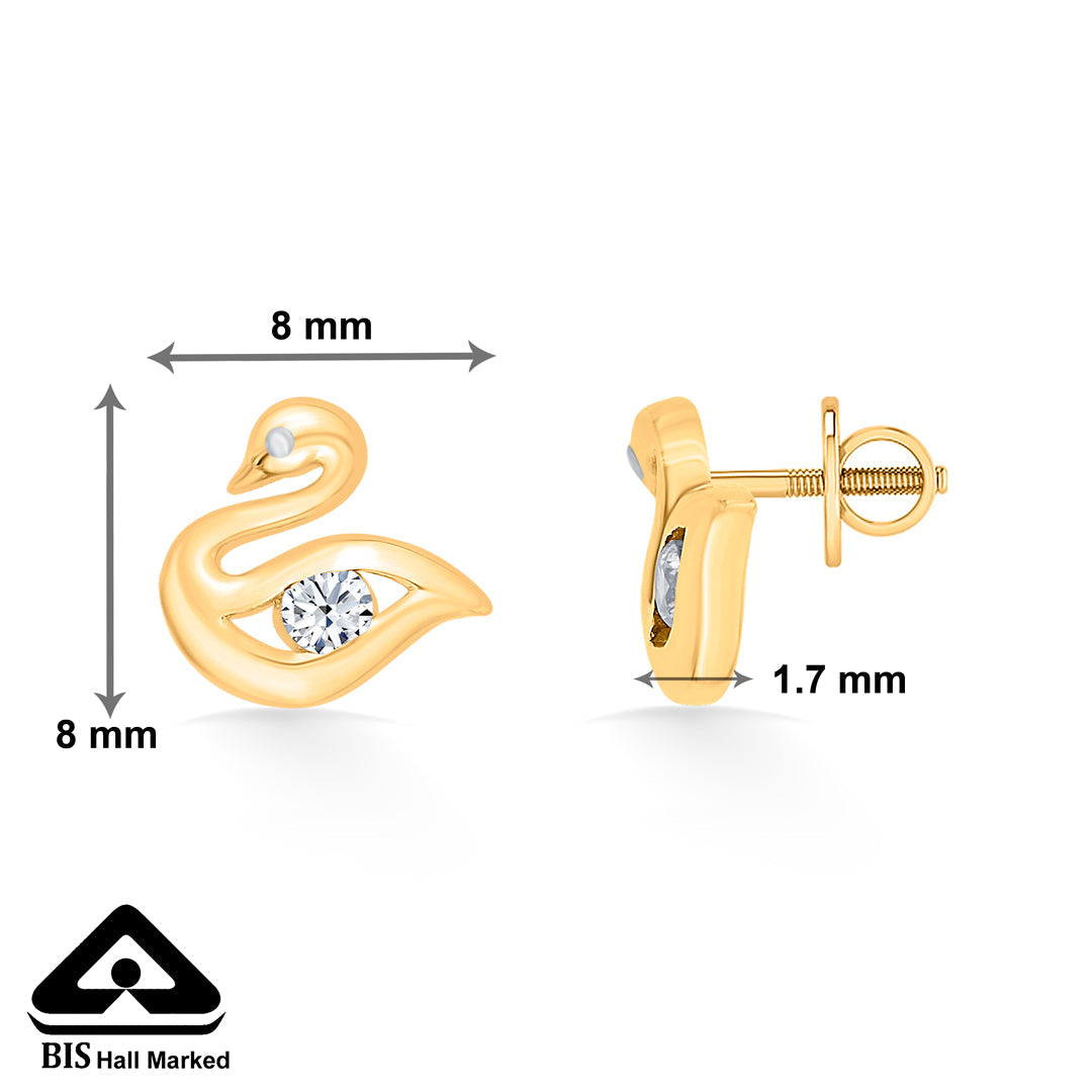 Feather Glow Gold Stud Earrings for Women