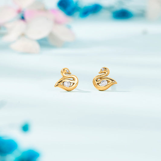 Feather Glow Gold Stud Earrings for Women