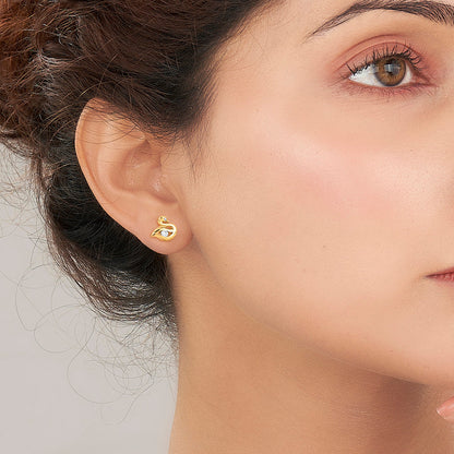 Feather Glow Gold Stud Earrings for Women