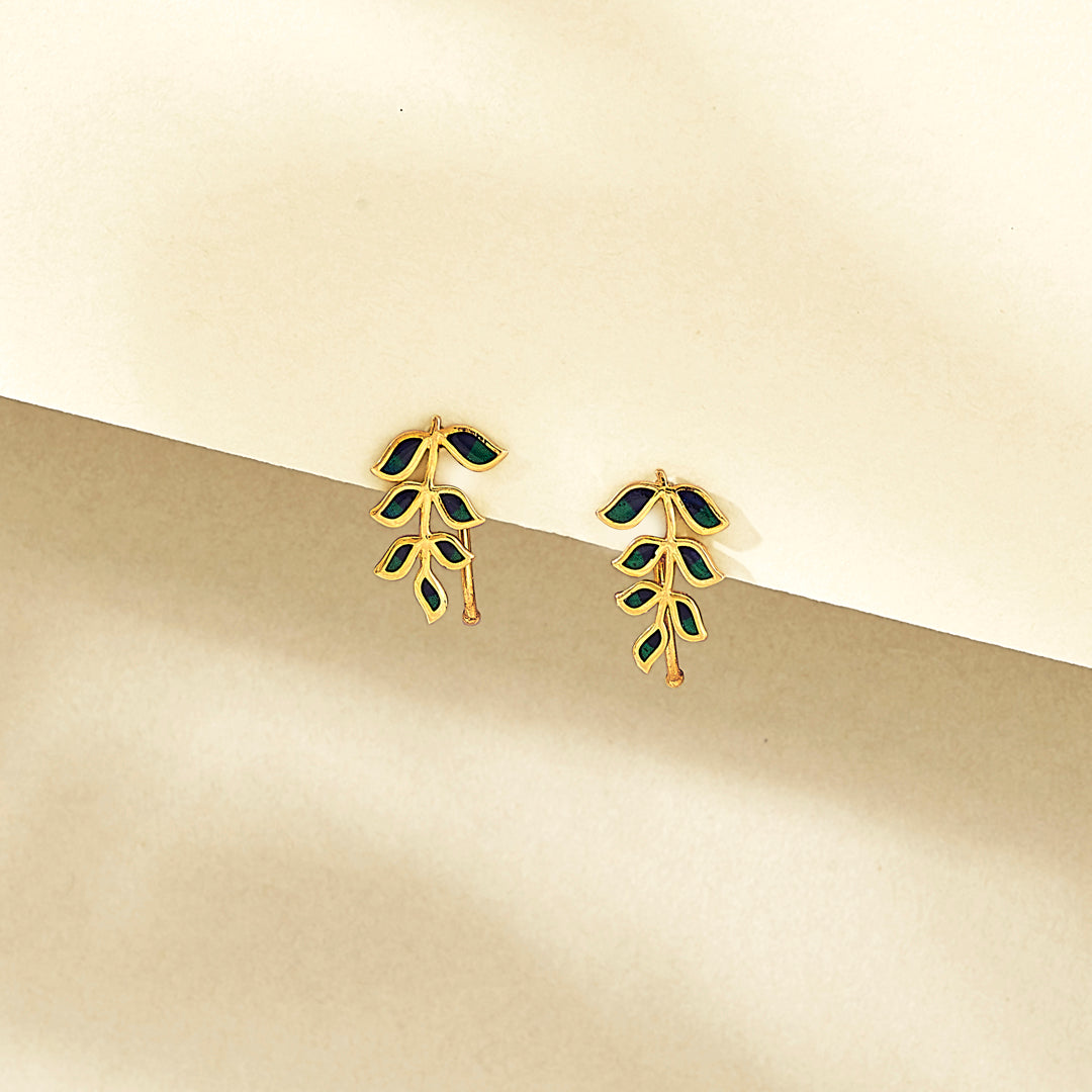 Gilded Leaf Gold Drops & Danglers Earrings for Women