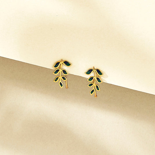 Gilded Leaf Gold Drops & Danglers Earrings for Women
