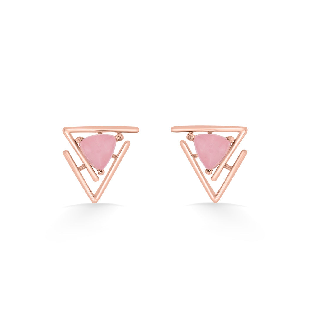Triple Flair Gold Stud Earrings for Women